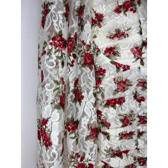 WINDSOR NEW Bodysuit Womens M Lace Floral Corset Lace Up Snap Sheer - Picture 4 of 8